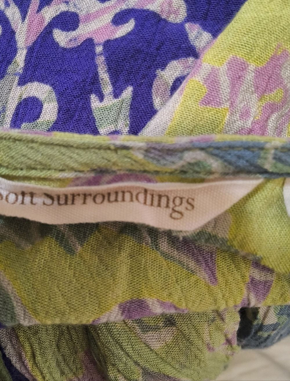 Soft Surroundings Floral Scarfed Kimono in Lime, Purple & Pink - Picture 2 of 11